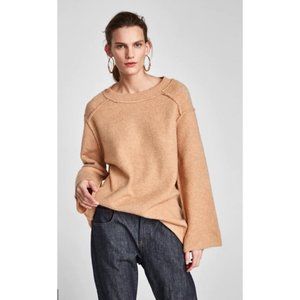 Zara Knit Oversize Fit Tan Sweater Small